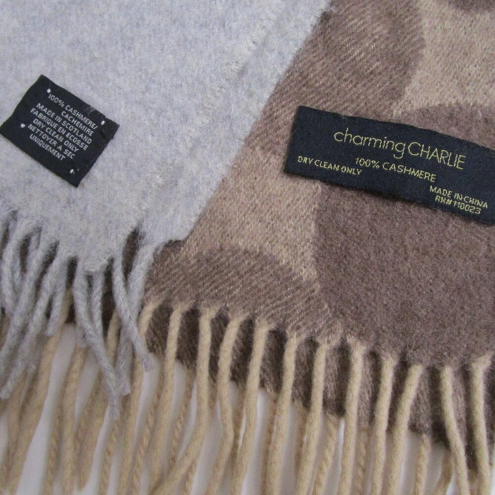 2 CASHMERE Scarf Muffler Fringe Cuddly Scottish Unisex Luxury